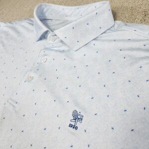 Harlestons Golf Polo Shirt Men XXL Performance Boat Printed Quick Dry Blue